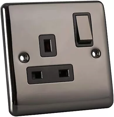 £7.99 • Buy Black Nickel Polished Sockets And Switches Black Trim - Definition Range