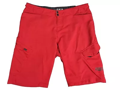 Fox Red Ranger Red Mountain Bike MTB Cycling Dirtbike Shorts Size - 38 • $26.99