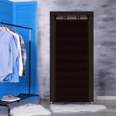 $59.95 • Buy 10Tier Shoe Rack Storage Shoes Organiser Stackable Fold Shelf Fabric Cover Brown