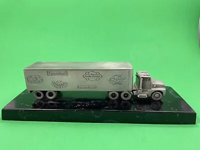 Vintage Pewter Comercial Trailer 18 Wheelers Toy & Decoration On Marble Base • $67