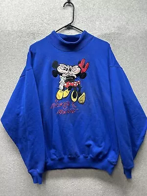 Vintage Disney Mickey Inc Womens Size XL Blue Minnie Mouse Sweatshirt Crewneck • $19.87