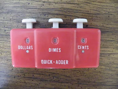 Vintage GROCERY QUICK-ADDER/Red Plastic/3 BUTTON ADDING/COUNTER • $9.99