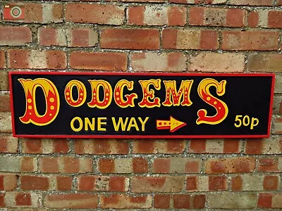 DODGEMS RIDE Large CIrcus Fairground Theme Carved Sign ALL HAND MADE • £32.99