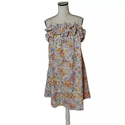 H&M Womens Sz S Blogger Fave Linen Blend Strappy Floral Spaghetti Strap Dress • $35