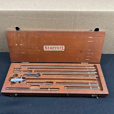 Vintage Starrett Depth Micrometer No. 123-B Machinist Toll Set In Wooden Box USA • $350