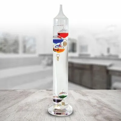 Glass Galileo Thermometer 28cm Tall5 Balls Multicolour Gift Boxed • £13.95