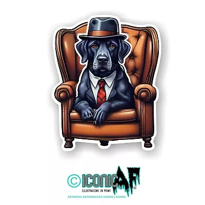 Funny Gangster MOB Black Labrador Dog Hat & Tie Vinyl Car Sticker Decal 10cm • £2.59