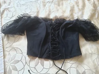 Forever 21 Black Lace Bodice/bustier With Lace Sleevessize S • £3