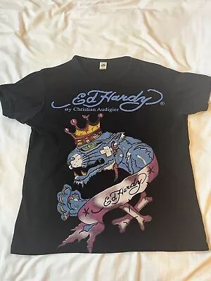 Ed Hardy Men’s T-shirt King Panther Size Small Rhinestone Great Condition!  • £9.99