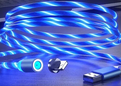 LED 3 In 1 Magnetic Charger Cable Fast Charging USB 2.4A For Universal Devices • £3.89