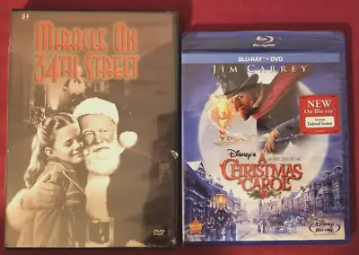 JIM CAREY A CHRISTMAS CAROL MIRACLE ON 34TH STREET 2 NEW DVD S • $9.99