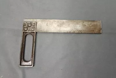 Vintage Antique Tri Or T Square Cast Iron Handle Steel Blade 6  Inside Old • $14.50
