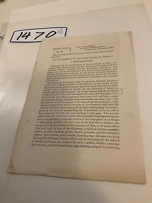 1470 Civil War Abraham Lincoln Texas Navy Blockade Proclamation 1864 Brownsville • $250