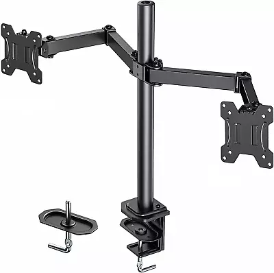 Dual Monitor Mount Stand Fully Adjustable 13 To 27 Inch Screens 75/100 VESA • $52.18