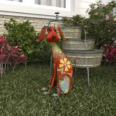 Metal Garden Dog Yard Art Outdoor Statue Decor Animal Patio Lawn Puppy Sculpture • $39.68