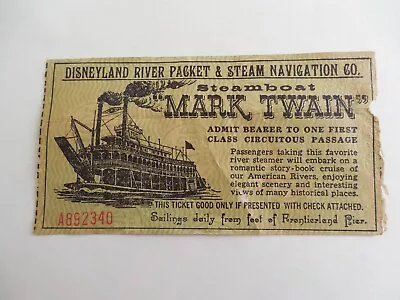 Vintage 1950s / 1960s Disneyland Mark Twain Riverboat Ticket Coupon Pass • $7.99