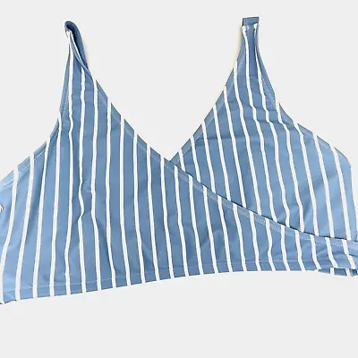 Kindred Braverly Swim Top Nursing  Maternity Crossover Bikini Blue White Size XL • $14