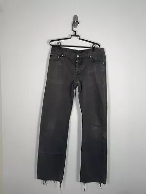 Vintage 2000s Helmut Lang Waxed Pants 34 X 32 Y2K Worn Black • $124.99