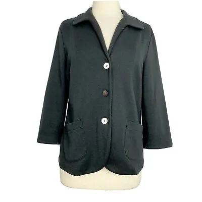 Hanna Andersson Blazer Black Soft Jersey Pockets Mother Of Pearl Button Jacket M • $24