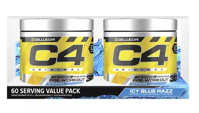 Cellucor C4 Pre Workout 2 X 180 Gram - 60 Serves - Ice Blue Razz • $69.95