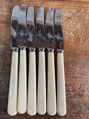 Salad Dessert Knives 8 1/4” Walker & Hall Sheffield - Faux Bone Long Handles • £27