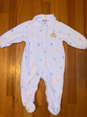 VTG Carters Baby Footed Pj Pajama One Piece Jumpsuit Yellow Ducks Size 6-9 M • $13.89