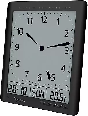 Youshiko Radio Control ( UK Version ) Digital Analog Style Silent Wall Clock • £44.99