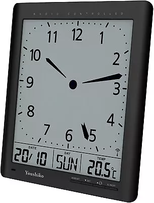 Youshiko Radio Control ( UK Version ) Digital Analog Style Silent Wall Clock • £41.99