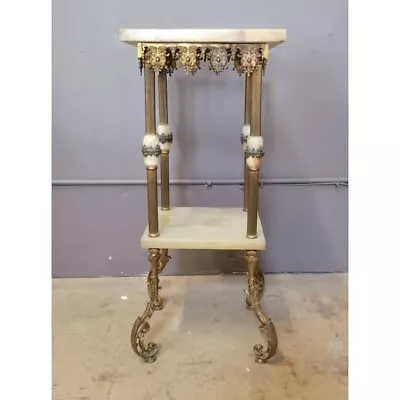 Exceptional Antique Victorian Brass And Marble Square Fern Stand B & H Era • $995