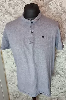 Merc London Polo Shirt Mens Size XLarge Grey Short Sleeve Blue Logo Used • £7.99