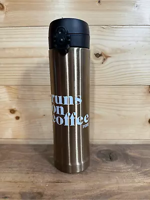 Victoria’s Secret PINK Limited Time  Runs On Coffee  Thermos Travel Mug 24oz Gol • $14.40