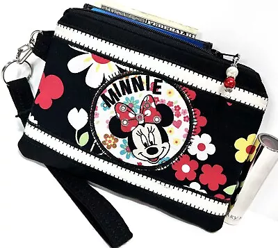 Minnie-Mouse-Flowers-Handmade-Money-Coin-ID-Credit Card-Wristlet-Purse-Pouch • $5.95