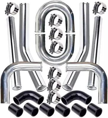 Universal 3  Aluminum Intercooler Piping U-Pipe Kit + Coupler Black & T-Clamps • $185.99