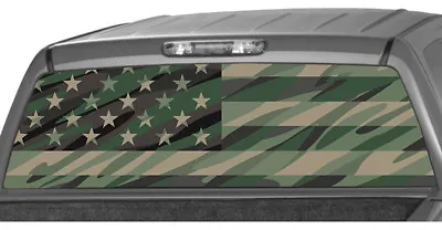 $59 • Buy American Flag Army Camo  Rear Window Graphic Decal Tint Sticker Truck RW2_005