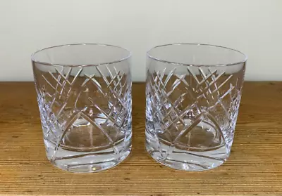 £30 • Buy Set Of 2 Edinburgh Crystal Whisky Glasses / Tumblers, 'Torrent' Design, 9cm Tall