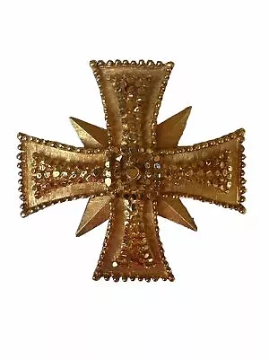 Vintage Signed BSK Gold Tone Maltese Cross Pin Brooch • $9.99