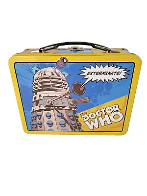 BBC Doctor Who Tin Metal Collectible Lunch Box Tote 2012  Dalek/Tardis Images • £12.32