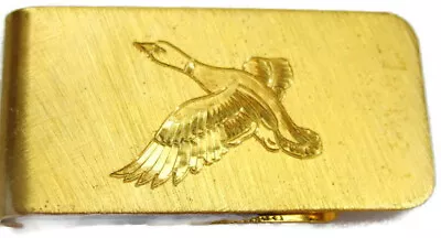 Flying Goose Duck Wallet Credit Card Cash ID Holder Gold Tone Vintage Money Clip • $26.39