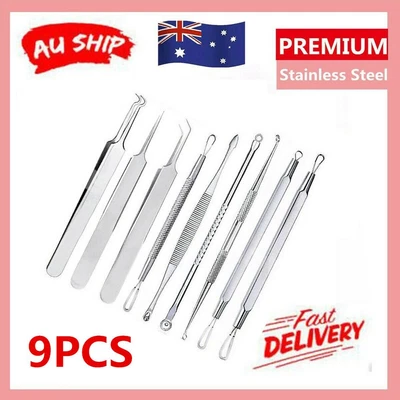 $7.40 • Buy 9pcs Blackhead Remover Extractor Tool Pimple Blemish Popper Comedone Kit Clip
