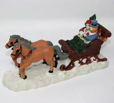 Mervyn's Village Square Figurine - Two Horse Open Sleigh Christmas 1991 Carriage • $15.84