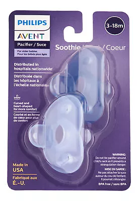 Philips Avent Soothie Heart Pacifier 3-18m Blue & Light Blue 2 Ct • $9.39