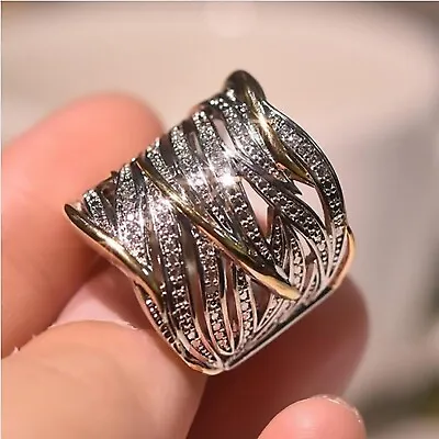 $7.88 • Buy Ring Round Diamond Wedding Band Anniversary Gift Accessory Rings Size 8 Xmas FG