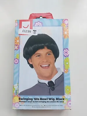£4 • Buy Smiffys Swinging '60s Bowl Wig, Black #80