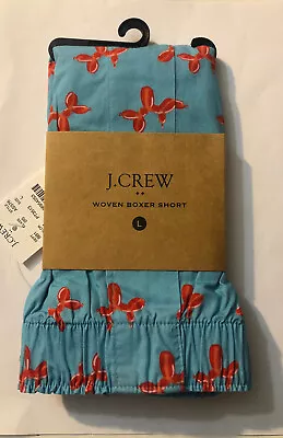 Men’s J CREW Woven Boxer Short Underwear Sz L Blue Red Balloon Animal Dogs New • $21