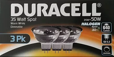 £4.99 • Buy Duracell 12V/35w=50w ECO Energy Saving MR16 Halogen Downlight Spotlights (3 Pks)