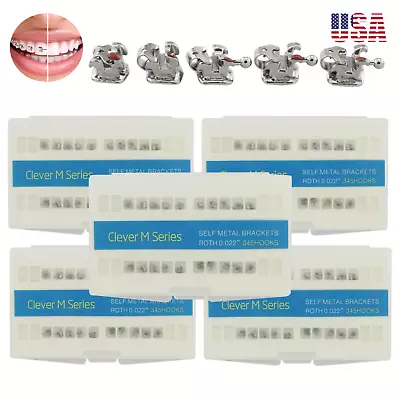 5Sets Dental Orthodontic Bracket Metal Self-Ligating Braces Roth 022 345Hook GAC • $302.39