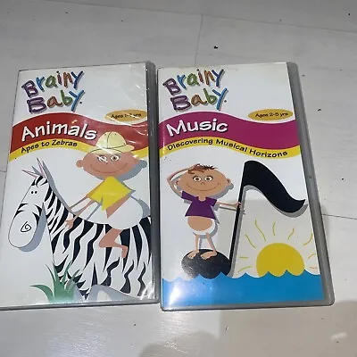 £6.60 • Buy 2xBrainy Baby Learning Inspiration Video Tapes Ages 1-4, 2-5 Years Animals,Music