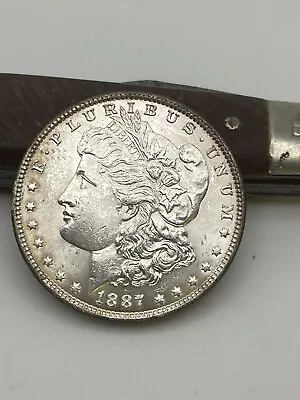 1887 Morgan Silver Dollar Silver Coin End Roll Back? Beautiful! Estate Fresh! • $95