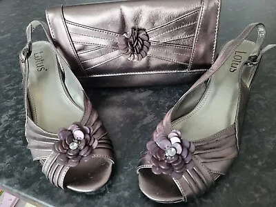 Lotus Metalic Bronze Shoes Size 6 And Matching Bag • £4.99