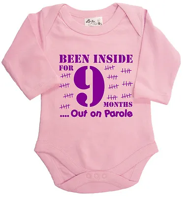 Dirty Fingers Funny Long Sleeve Bodysuit Baby Grow  Been Inside 9 Months Parole  • £10.95